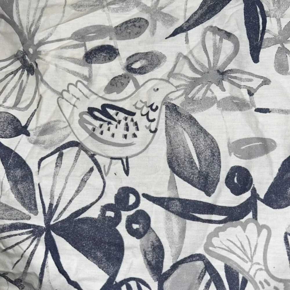 West Elm bird tropical flower neutral gray white single pillow cover